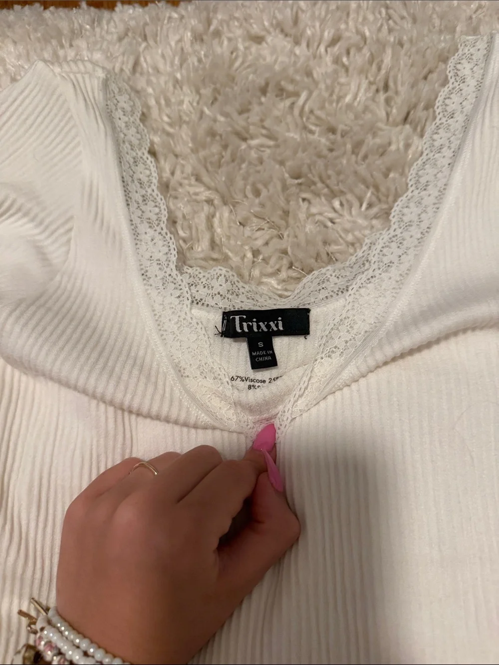 Francesca’s Lacy White Bodysuit